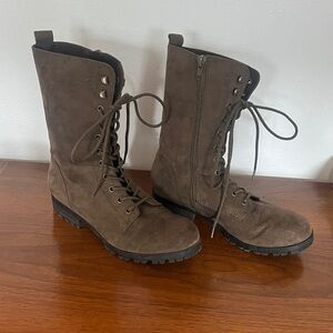 Brown Lace-Up Combat Boots